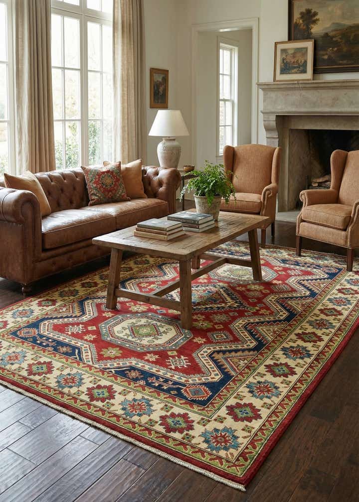 6' 6 x 9' 9 Hand Knotted Kazak Rug