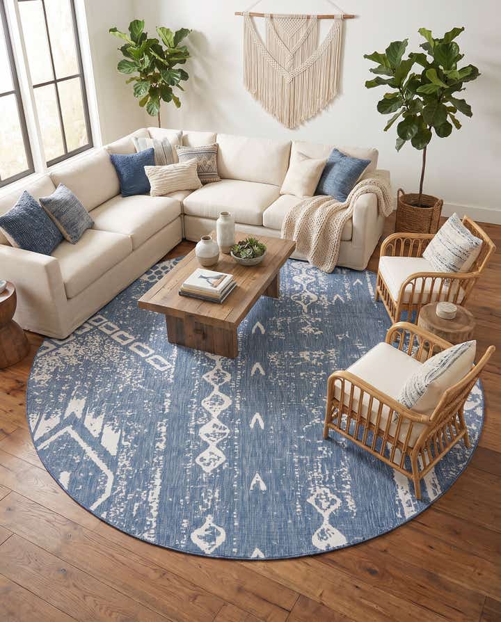 13' x 13' Easy-Clean Bohemian Indoor / Outdoor Round Rug
