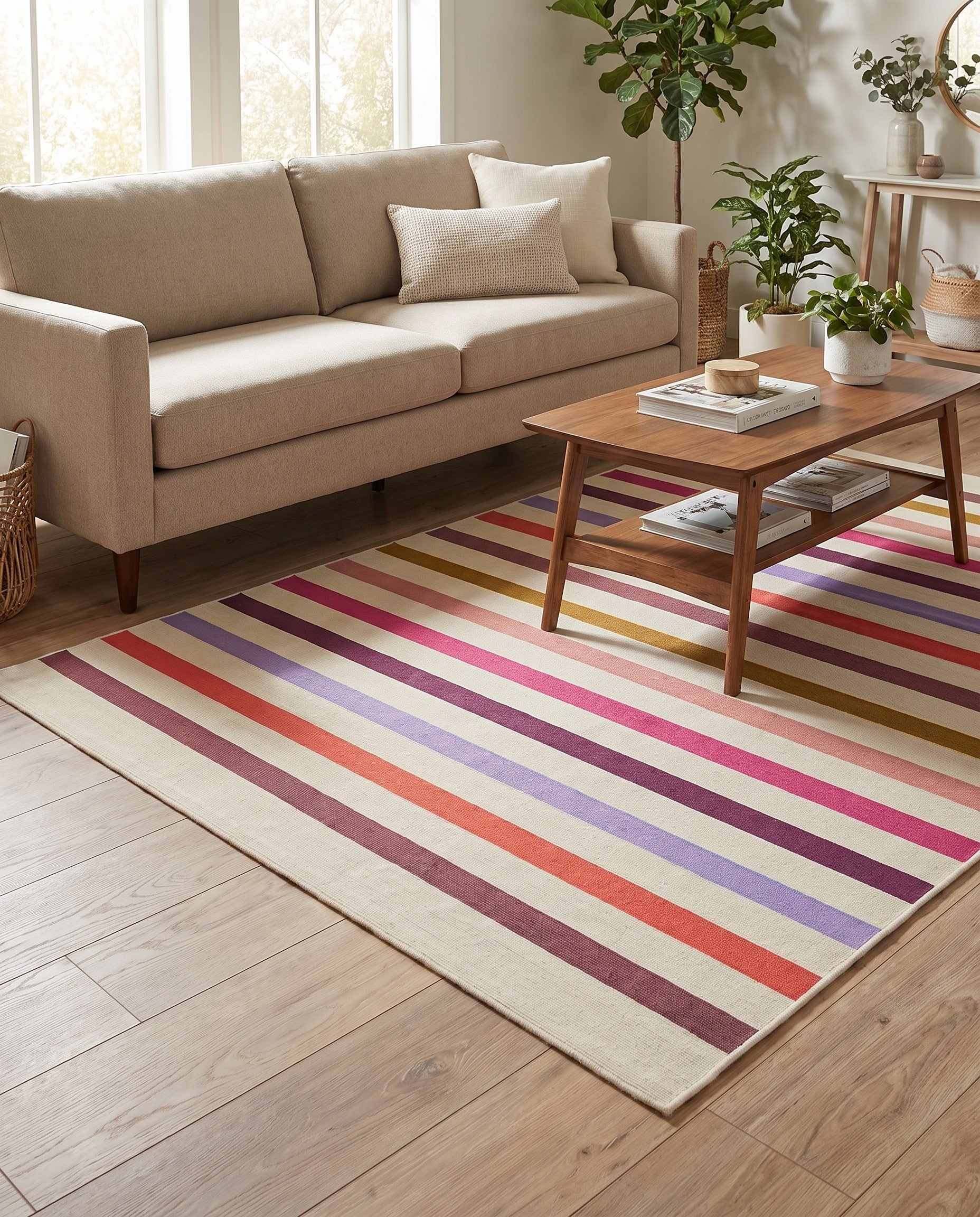 5' 3 x 8' Easy-Clean Striped Indoor / Outdoor Rug