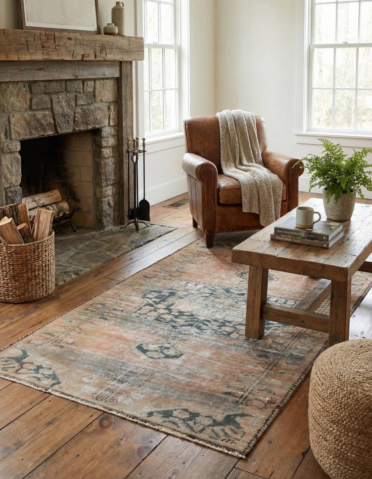 Detail image of  3' 6 x 6'  Hand Knotted Ultra Vintage Persian Wool Rug