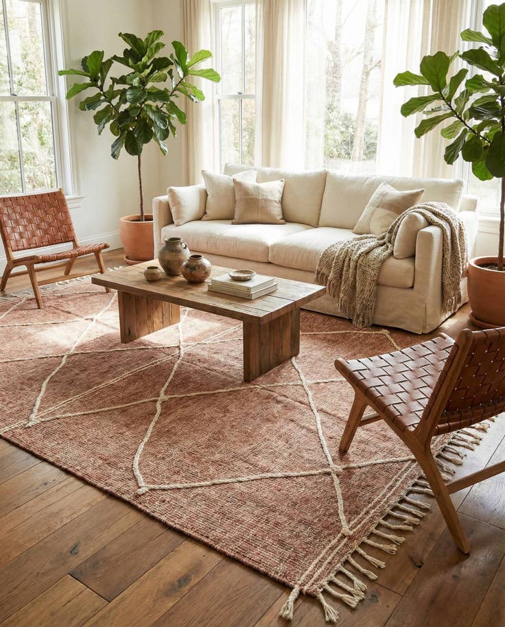 Detail image of 6' 2 x 9' 9 Hand Knotted Moroccan Wool Rug