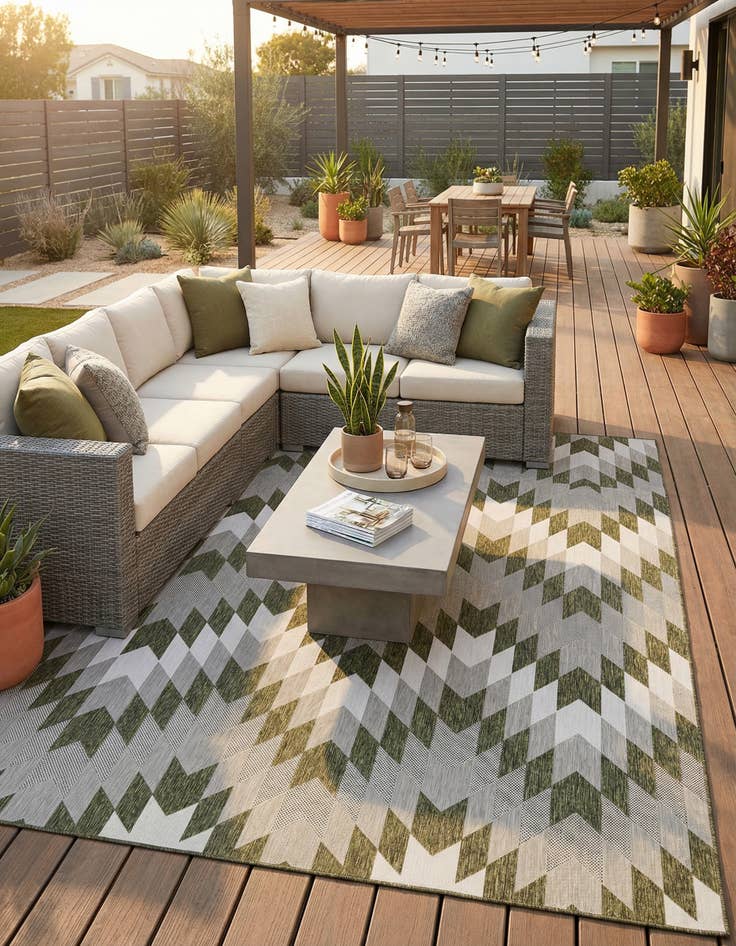 Detail image of 10' x 14'  Washable Modern Indoor / Outdoor Rug