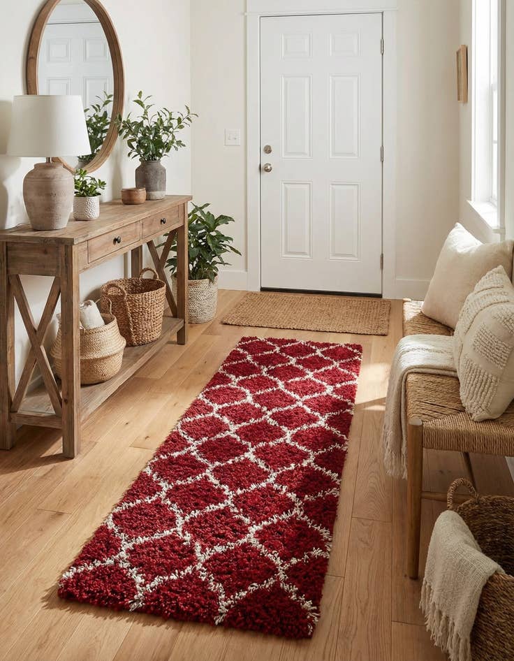 Detail image of 2' x 7' Trellis Shag Runner Rug