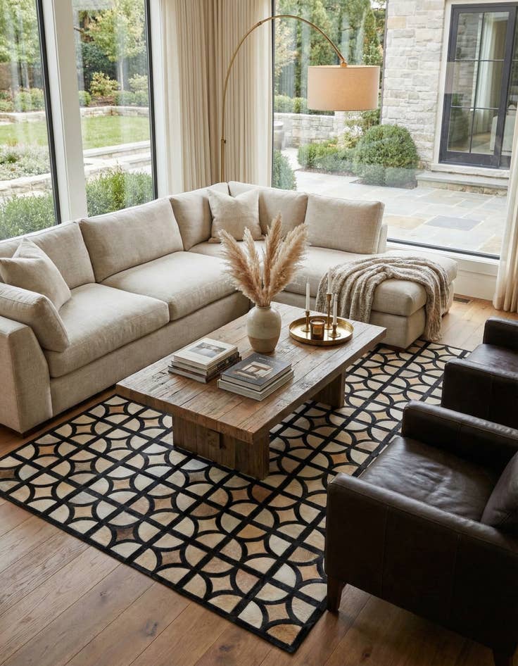 Detail image of 5' 2 x 8' Cowhide Leather Rug