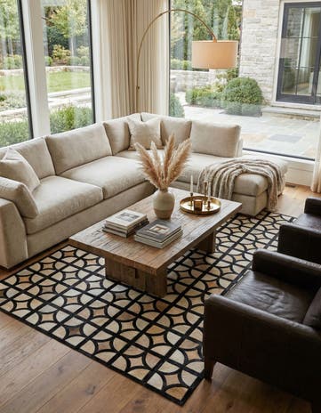 5' 2 x 8' Cowhide Leather Rug