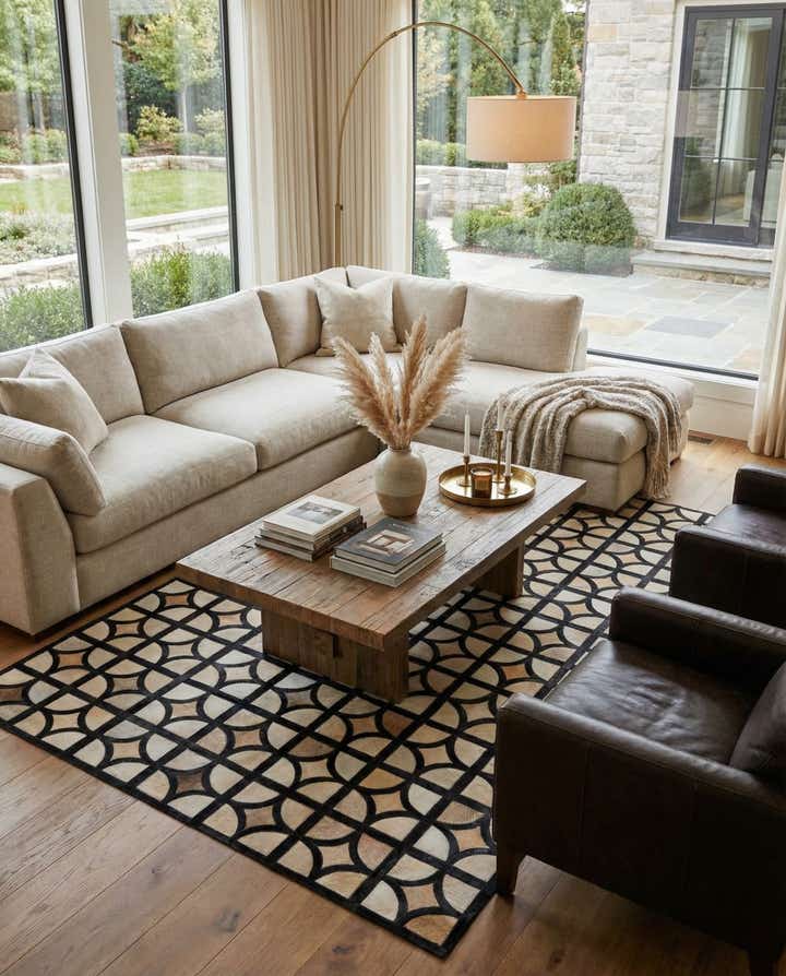 5' 2 x 8' Cowhide Leather Rug