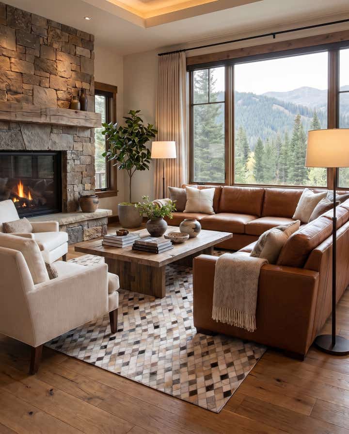 5' x 8' 1 Cowhide Leather Rug