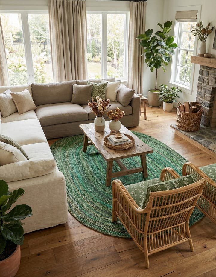 8' x 10' Handmade Braided Chindi Oval Rug