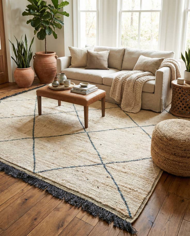 Detail image of 6' 3 x 9' 3 Hand Knotted Moroccan Wool Rug