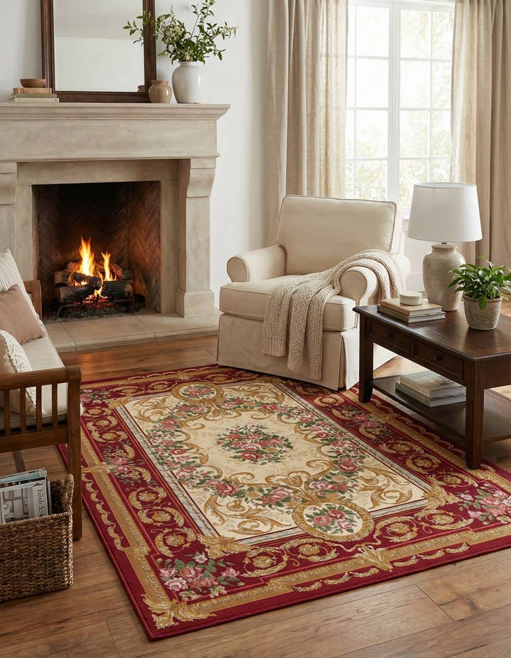 Detail image of 4' x 6'  Washable Traditional Indoor / Outdoor Rug
