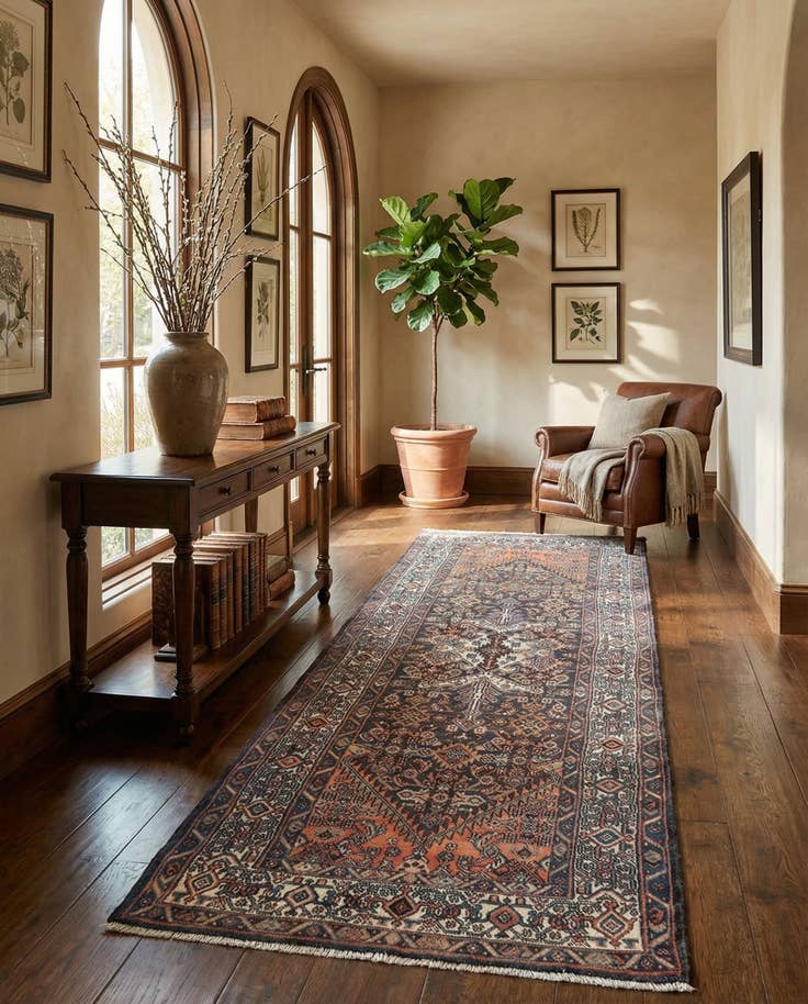 Detail image of 3' 6 x 10' 2 Hamedan Runner Rug