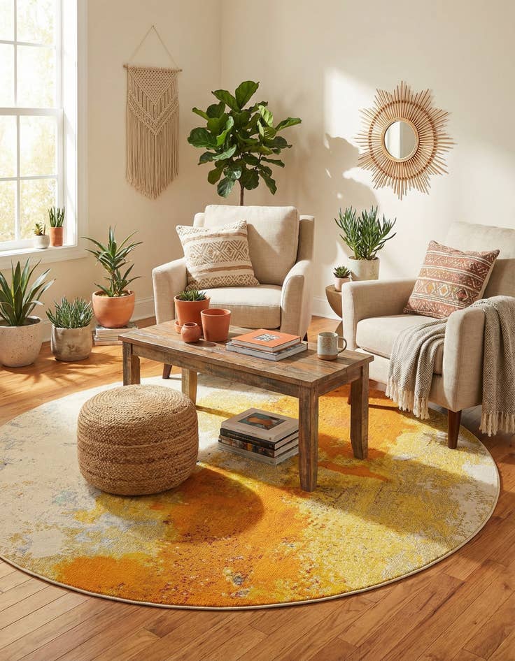 Detail image of 8' x 8'  Washable Casablanca Round Rug