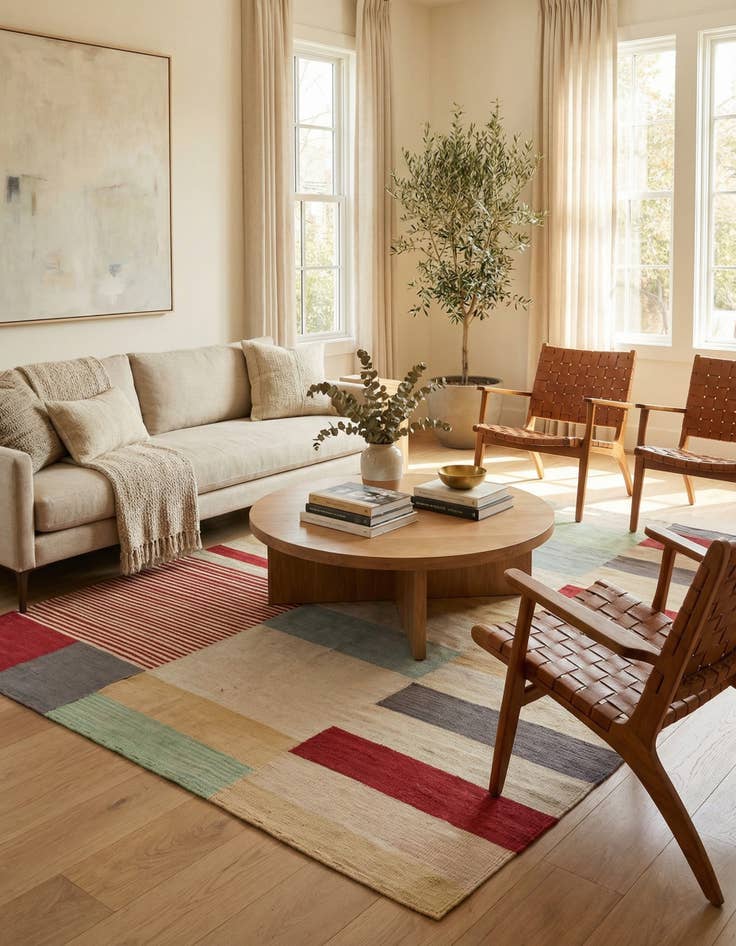 Detail image of 5' 9 x 7' 6  Hand Woven Kilim Modern Wool Rug