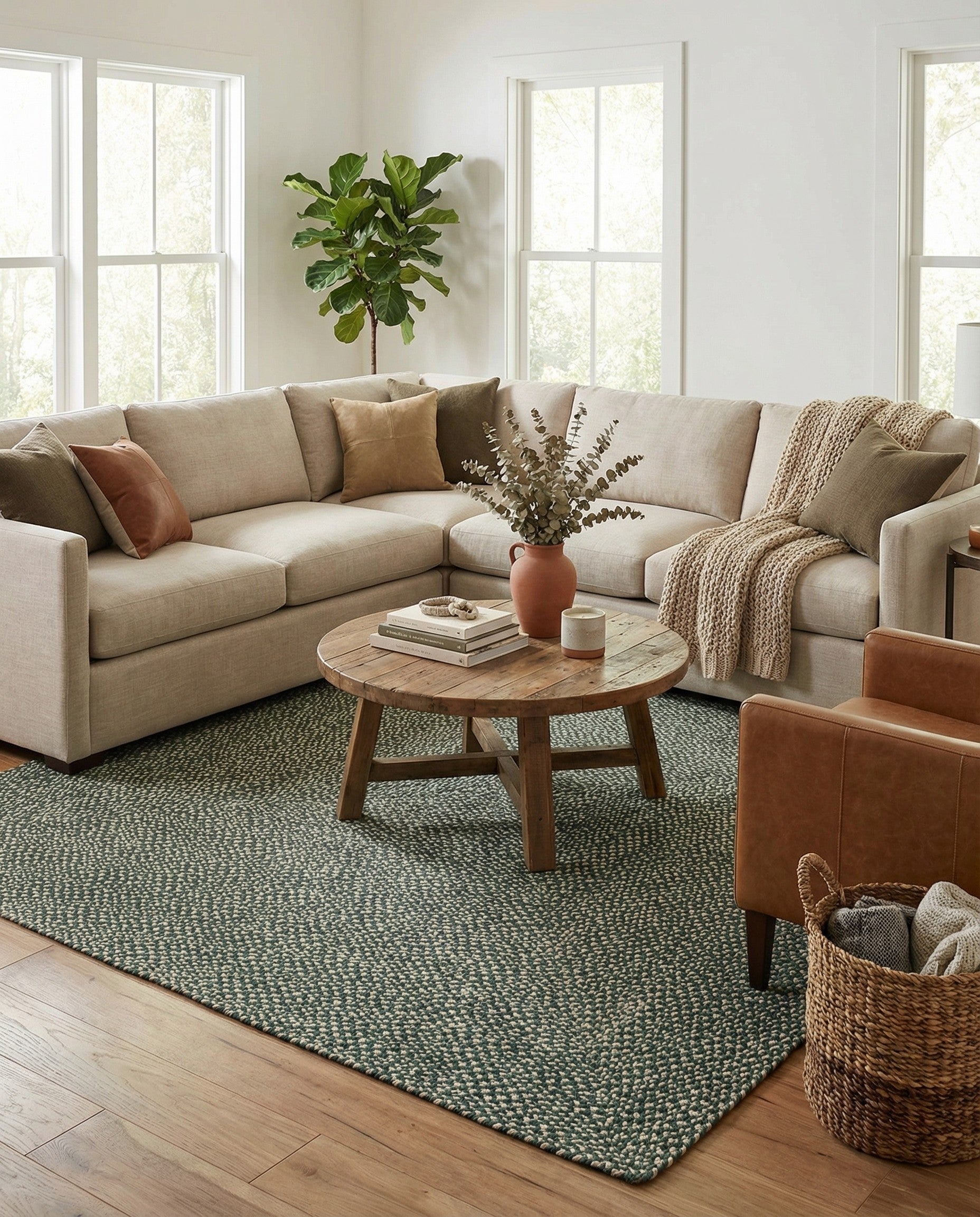  7' 10 x 7' 10  Hand Tweed Braided Jute Square Rug