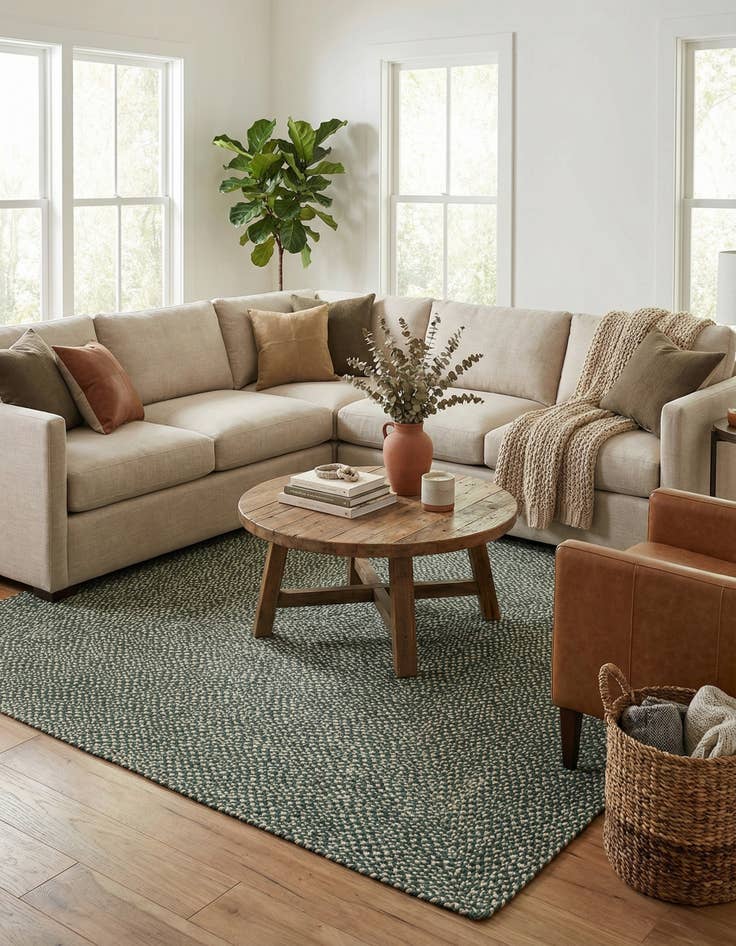 Detail image of 7' 10 x 7' 10  Hand Tweed Braided Jute Square Rug