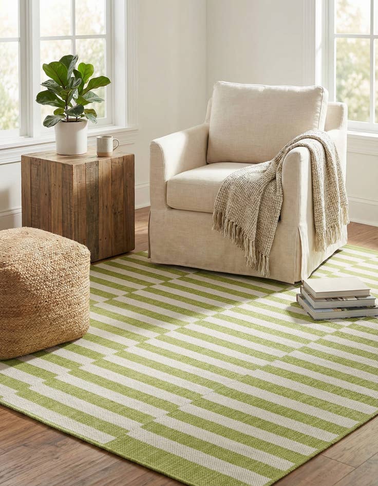 Detail image of 7' 10 x 11'  Washable Striped Indoor / Outdoor Rug