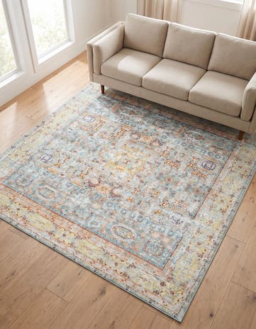 Light Blue Aqua Square Rug
