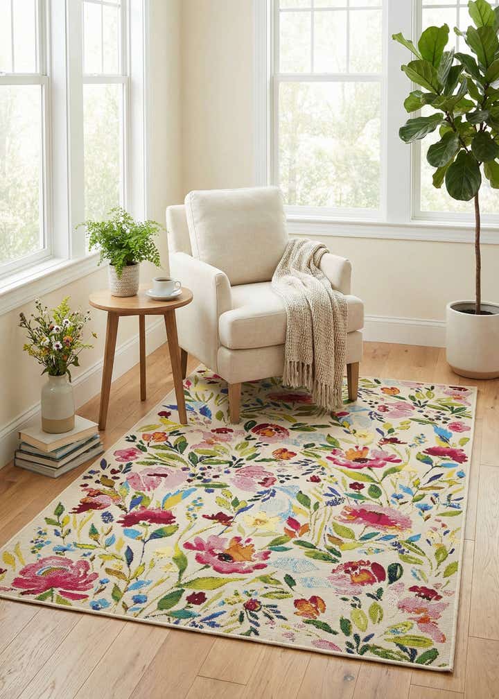 3' 3 x 5' 3 Easy-Clean Botanical Indoor / Outdoor Rug