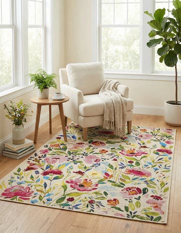 3' 3 x 5' 3 Easy-Clean Botanical Indoor / Outdoor Rug