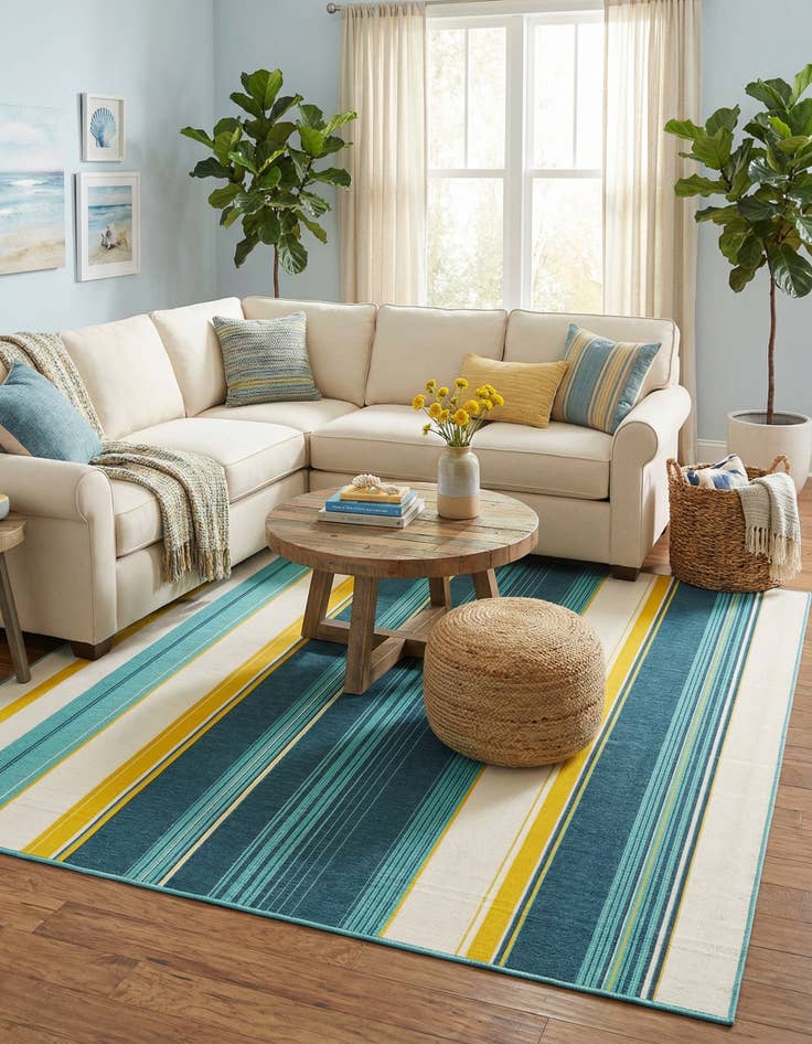 Detail image of 7' 10 x 7' 10  Washable Border Indoor / Outdoor Square Rug