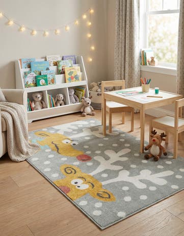 4' 1 x 6' 1 Reindeer Whimsy Kids Rug