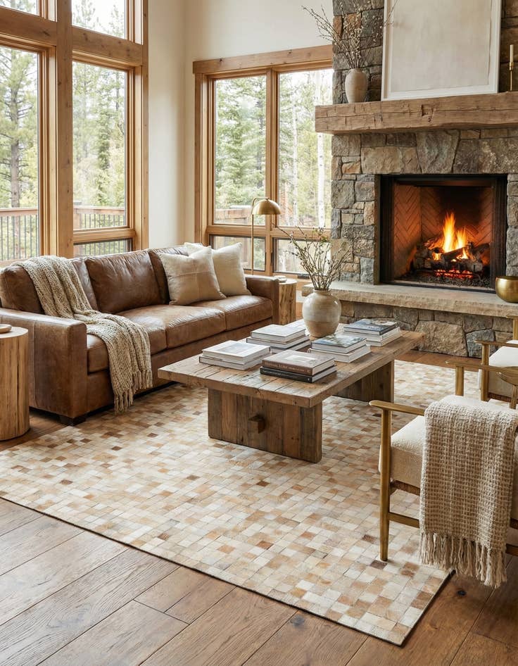 Detail image of 5' x 8' Cowhide Leather Rug