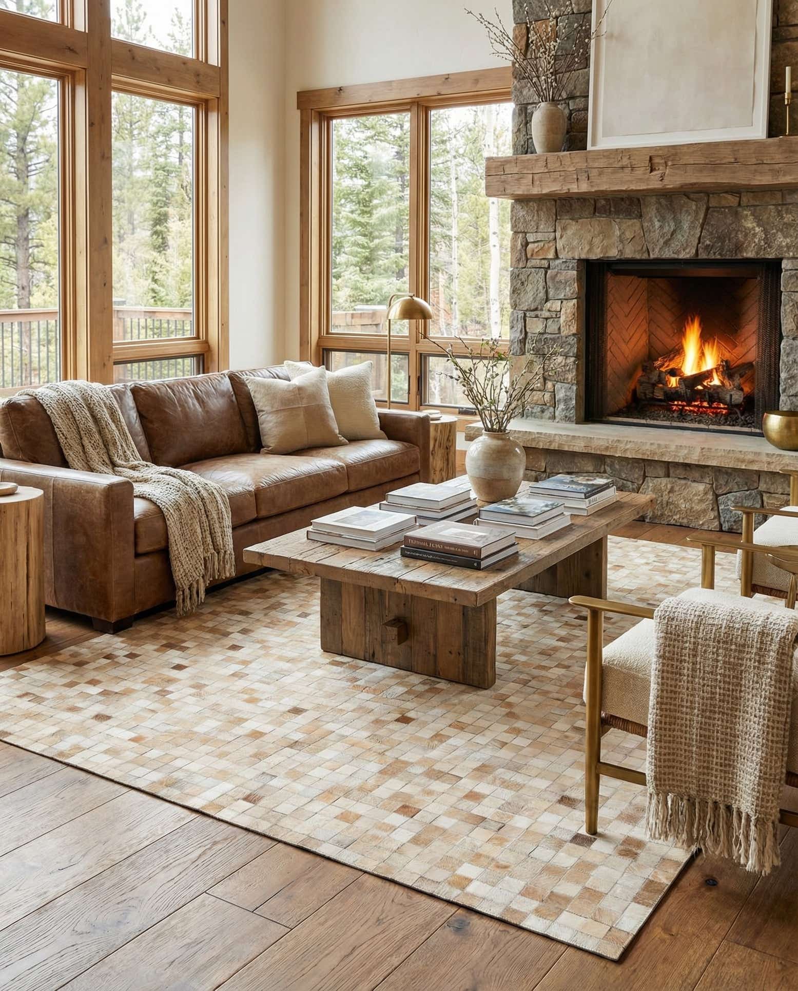 5' x 8' Cowhide Leather Rug