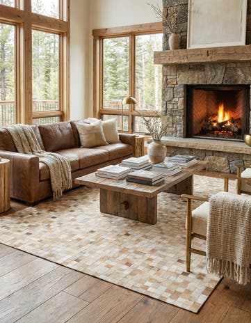5' x 8' Cowhide Leather Rug