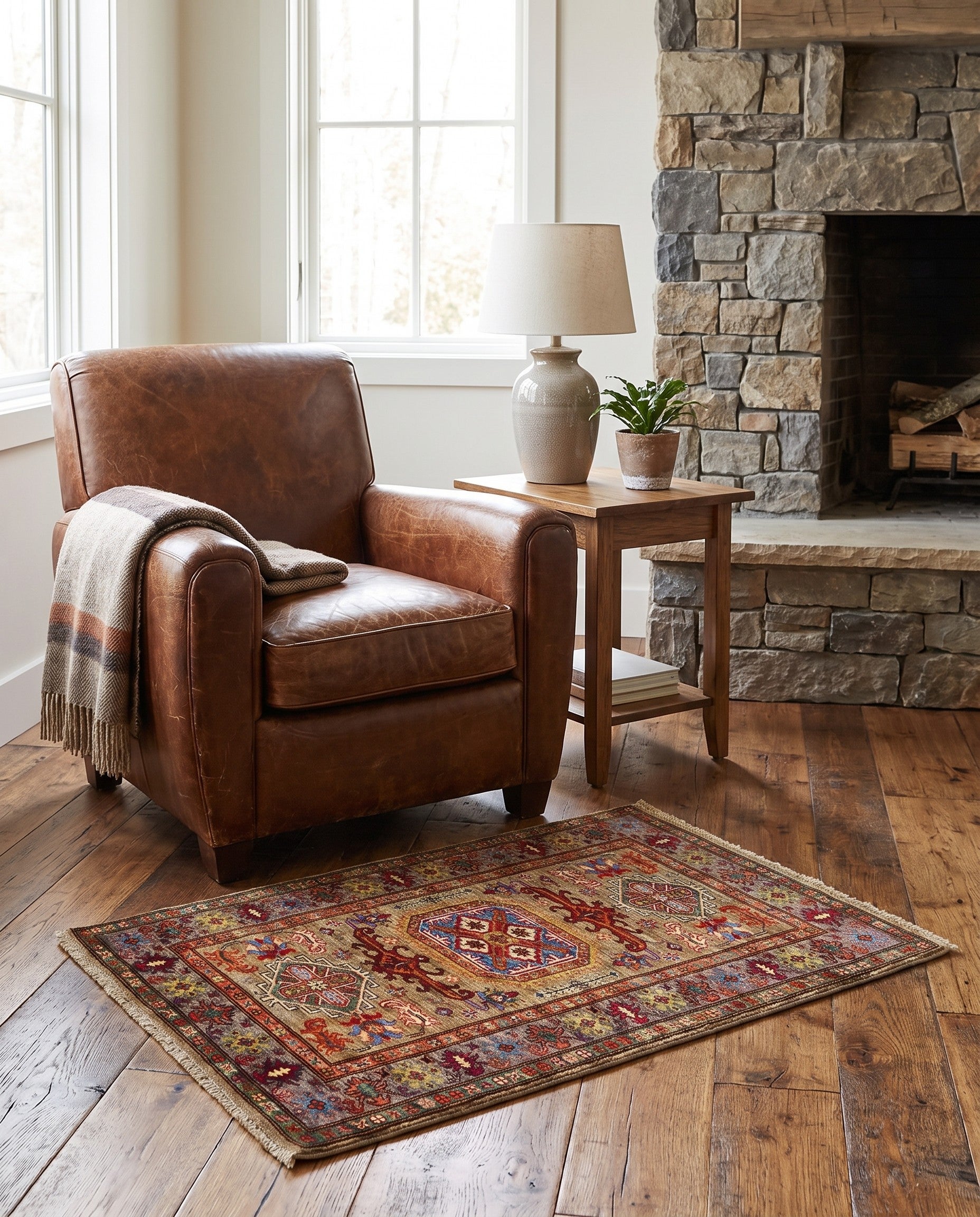 3' 4 x 5' Hand Knotted Kazak Rug