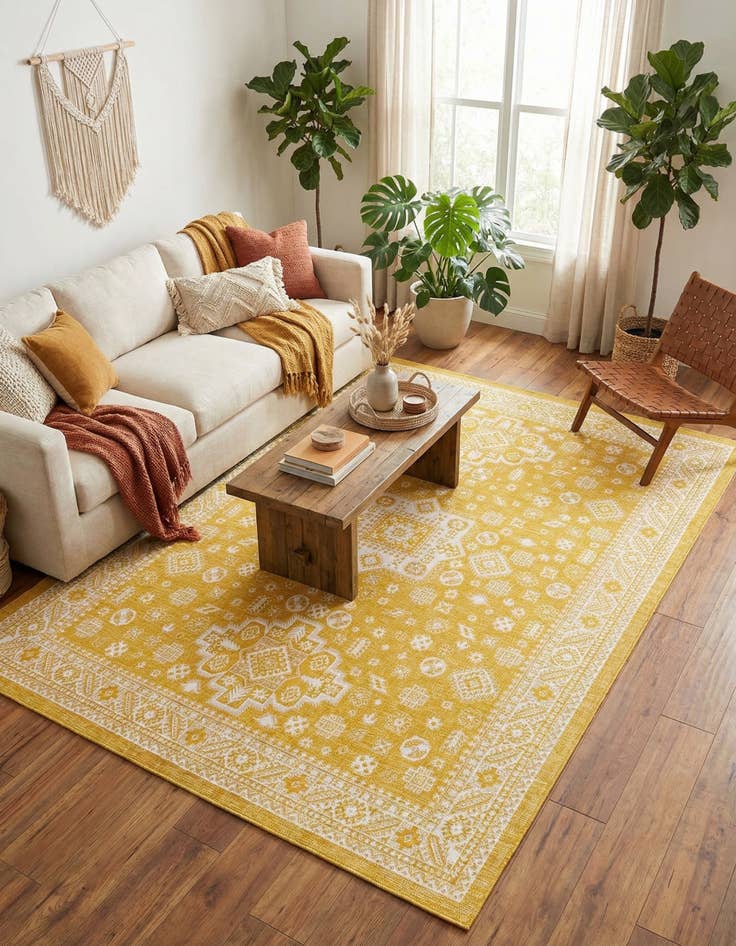 Detail image of 10' x 13'  Washable Aztec Indoor / Outdoor Rug