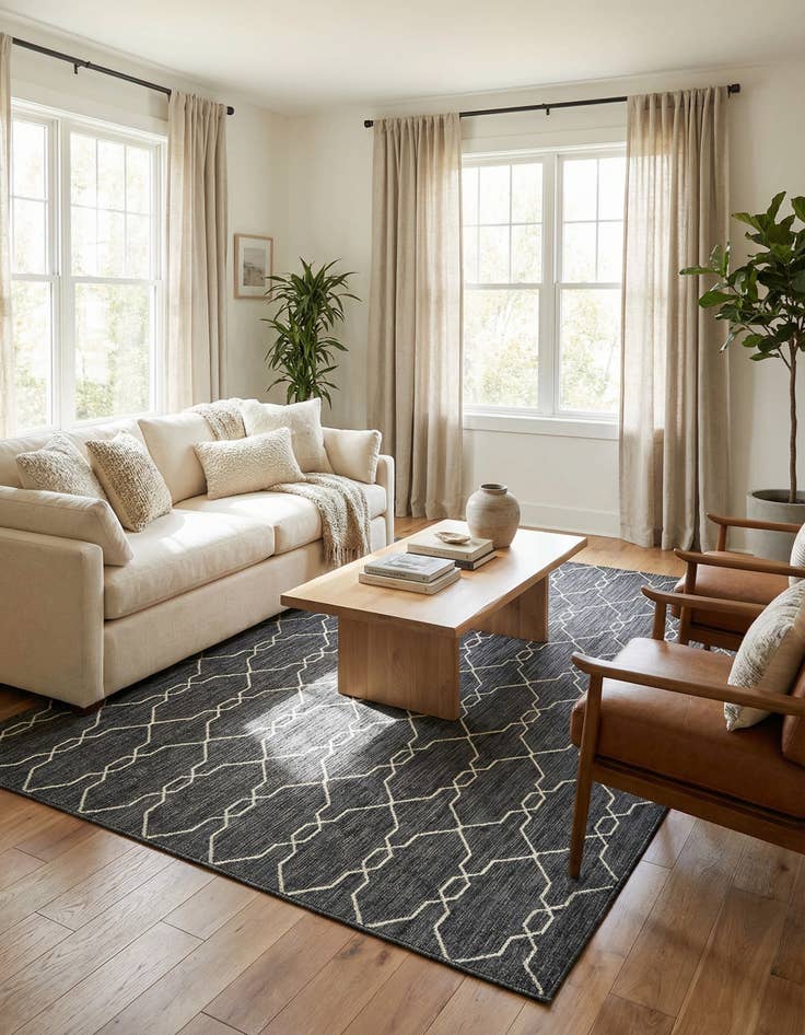 Detail image of 9' x 12' Easy-Clean Trellis Indoor / Outdoor Rug