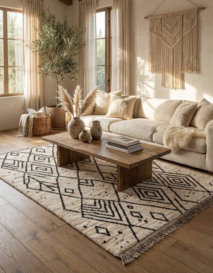 Detail image of 5' 11 x 7' 9  Hand Knotted Moroccan Wool Rug