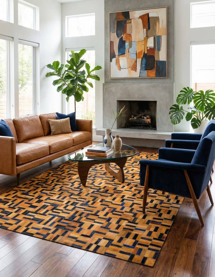 Detail image of  5' x 7' 11 Cowhide - Patchwork Rug