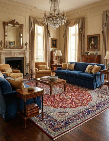 9' 8 x 12' 9 Hand Knotted Isfahan Persian Wool Rug