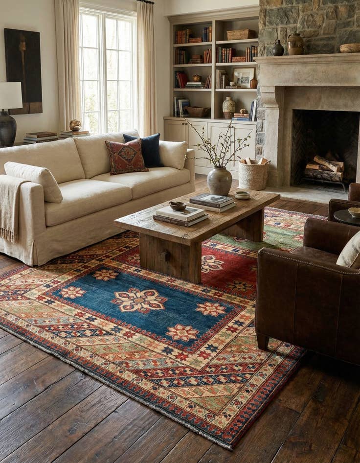 Detail image of  7' 5 x 9' 7  Hand Knotted Kazak Wool Rug