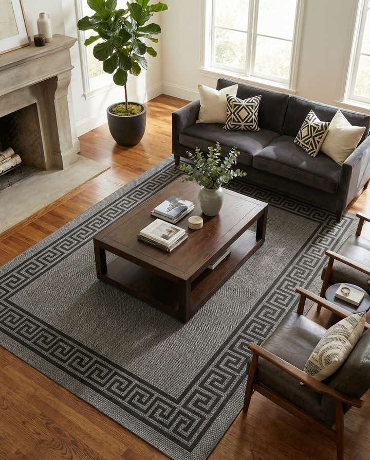 9' x 12' Easy-Clean Border Indoor / Outdoor Rug