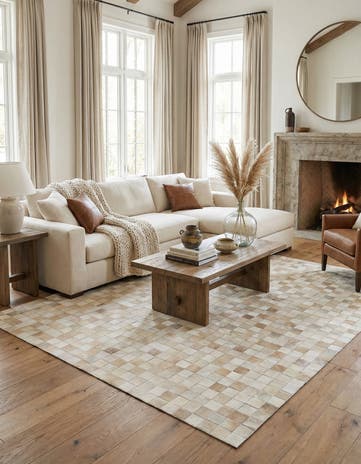 5' 1 x 8' Cowhide Leather Rug