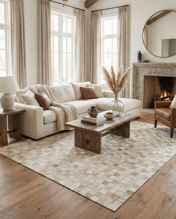 5' 1 x 8' Cowhide Leather Rug