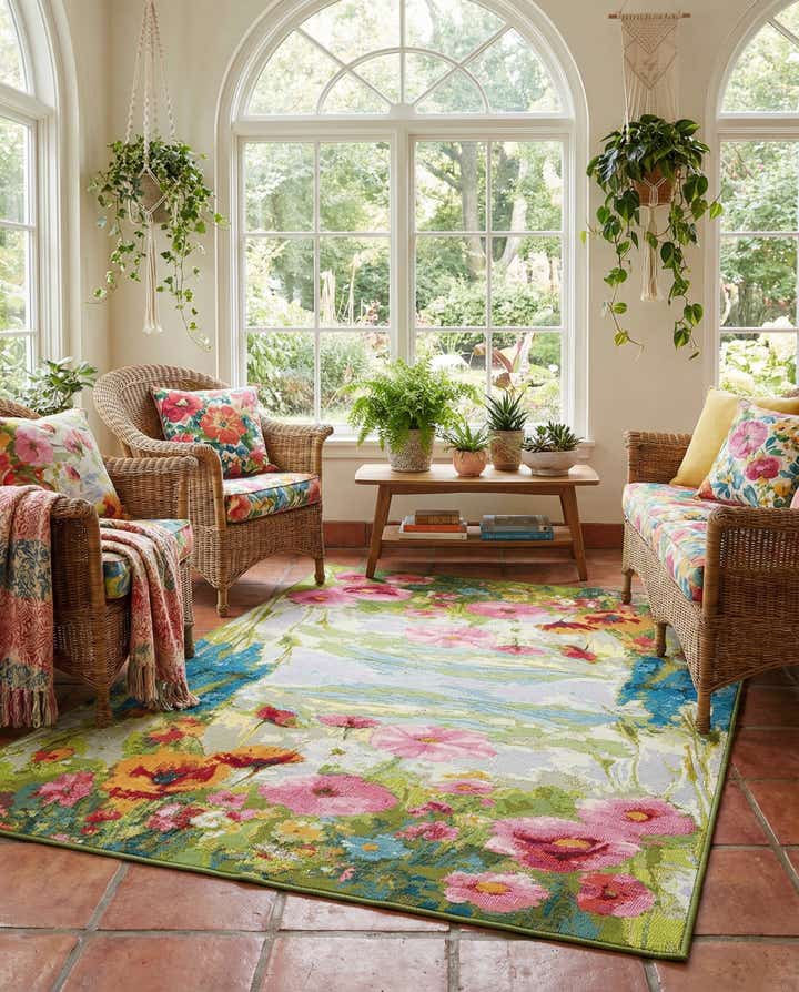 4' x 6' Easy-Clean Botanical Indoor / Outdoor Rug