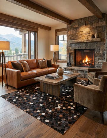 5' x 7' 10 Cowhide Leather Rug