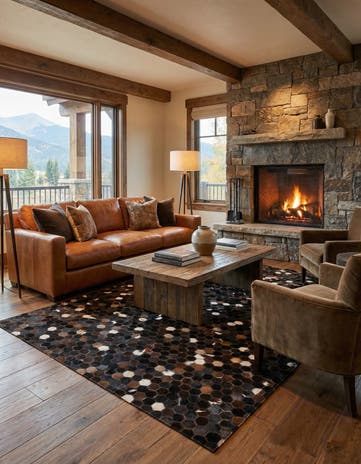 5' x 7' 10 Cowhide Leather Rug