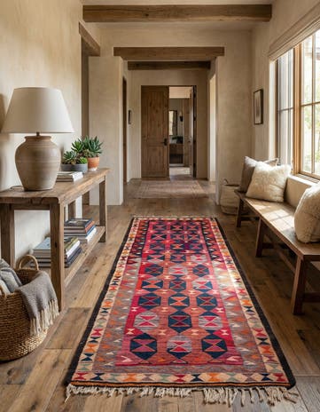 4' 7 x 9' 9 Hand Woven Kilim Fars Wool Runner Rug