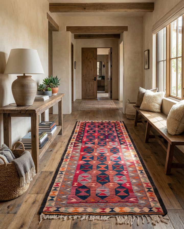 4' 7 x 9' 9 Hand Woven Kilim Fars Wool Runner Rug