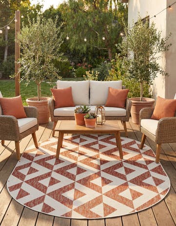 5' 3 x 8' Easy-Clean Jill Zarin Napa Indoor / Outdoor Oval Rug