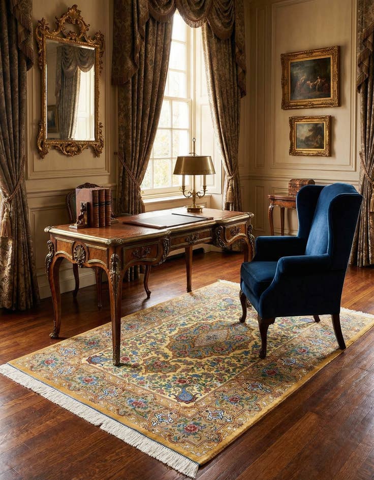 Detail image of 2' 7 x 3' 9 Ghom Silk Rug