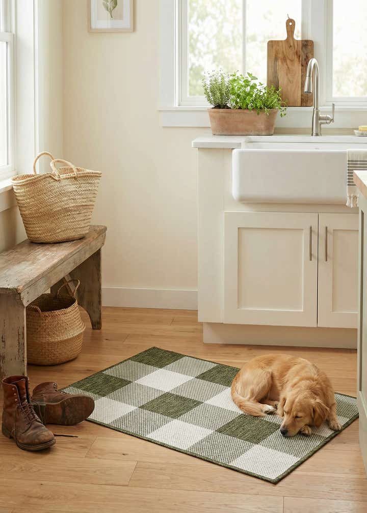2' x 3' Easy-Clean Checkered Indoor / Outdoor Rug
