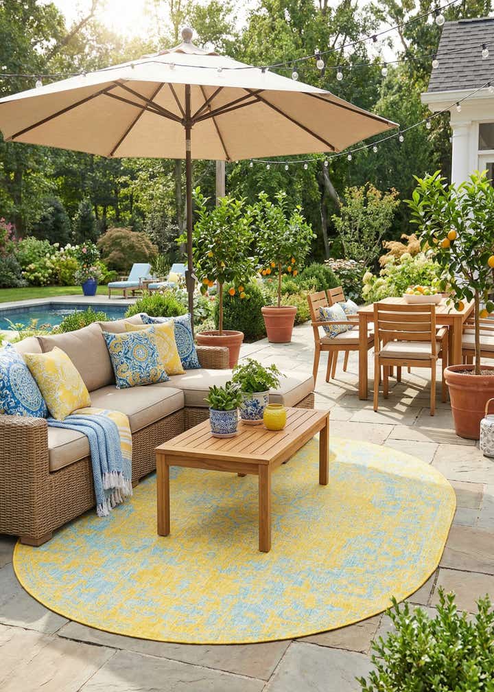 7' 10 x 10' Easy-Clean Jill Zarin Dubai Indoor / Outdoor Oval Rug