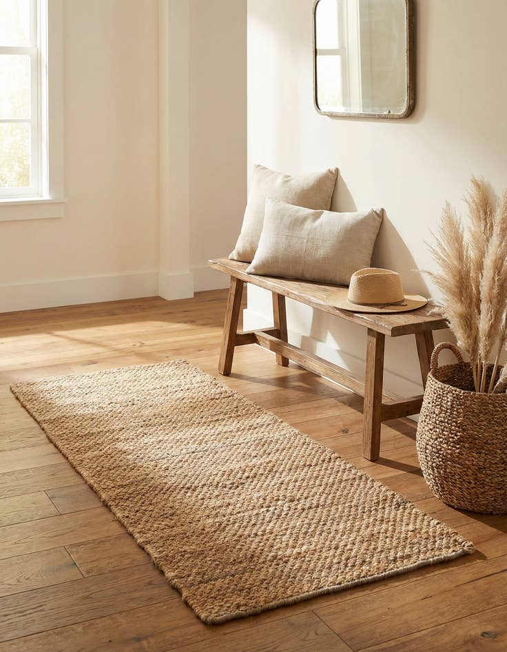 Detail image of  2' x 4' 1  Hand Woven Chunky Jute Runner Rug