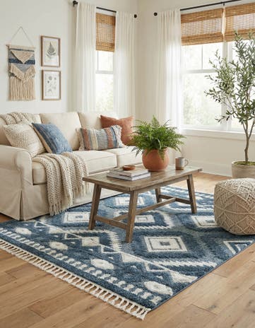 Blue Boho Square Rug
