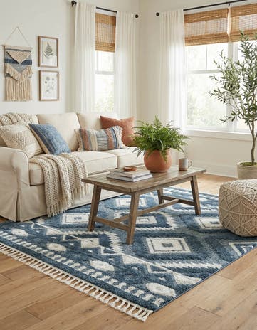 Blue Boho Square Rug